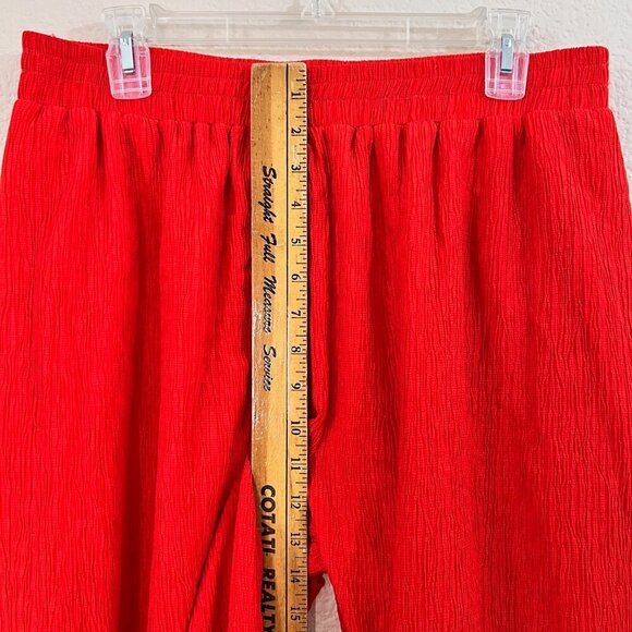 Nina Parker Size XL Women Red Orange High Rise Wide Leg Cropped Pull on Pants - Picture 6 of 11